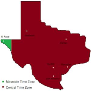 how many time zones does texas have